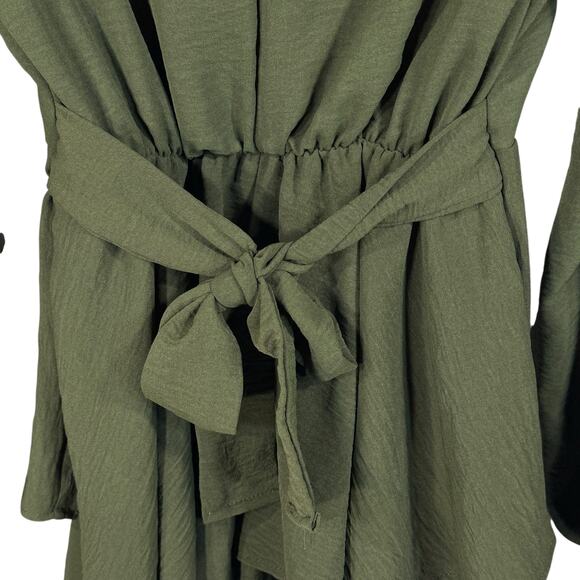 Altar’d State Small Romper Long Sleeve Lined Surplice V-Neck Tie Waist Ruffled - Picture 7 of 10